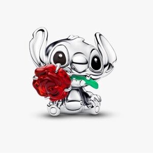 Authentic Disney Stitch Rose Murano Glass Charm - NWOT